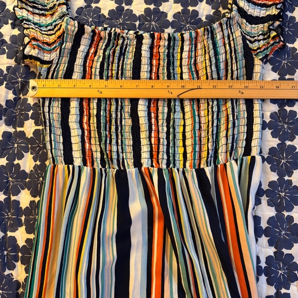 Women's Guilty size Large Rayon maxi dress stripes rainbow tropical colourful - Picture 8 of 8